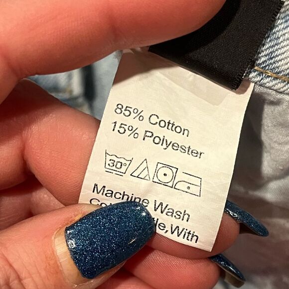 Shein Straight Jeans Distressed Denim Cotton Blend 5-Pockets Light Wash Medium - Picture 7 of 11